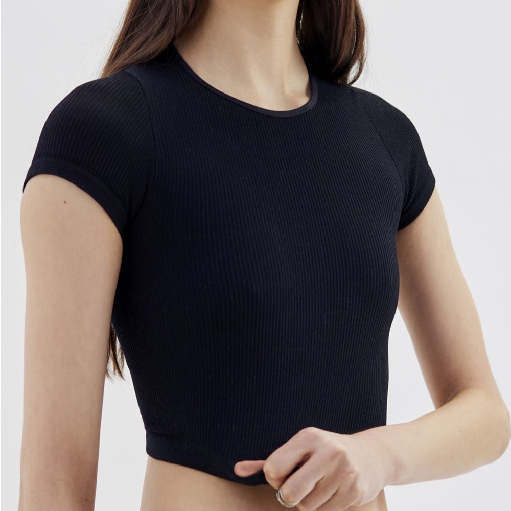 UO Out From Under Everyday Seamless Ribbed Tee in Black